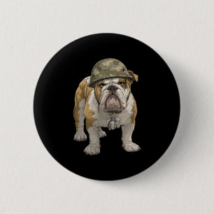 Awesome Military Bulldog Costume 6 Cm Round Badge