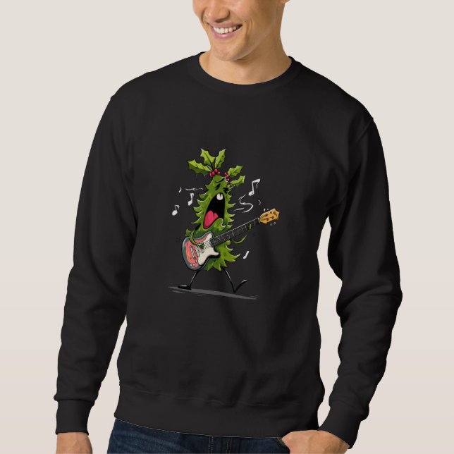 Awesome Mistletoe Graphic for Rocking Guitar Lover Sweatshirt (Front)