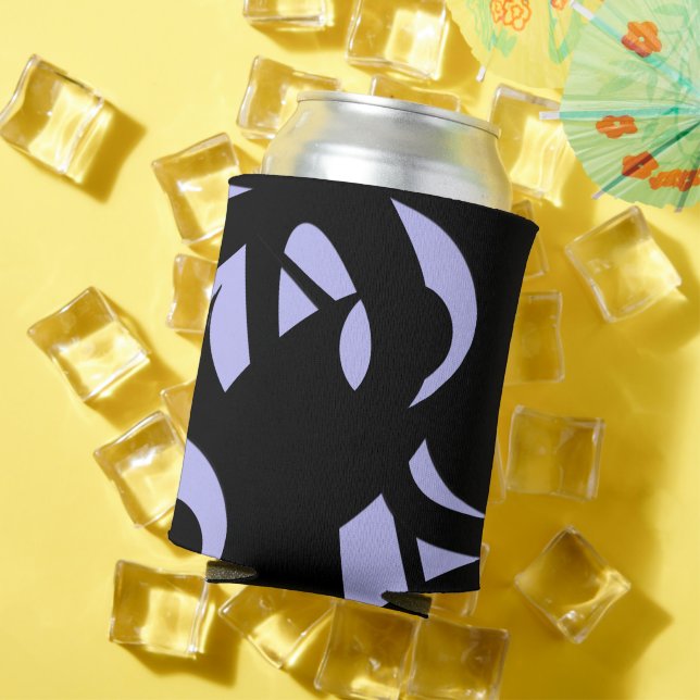 Awesome Modern Art  Black and Lavender Can Cooler (In Situ Summer)