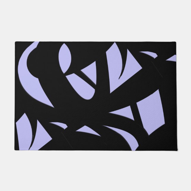 Awesome Modern Art  Black and Lavender Doormat (Front)