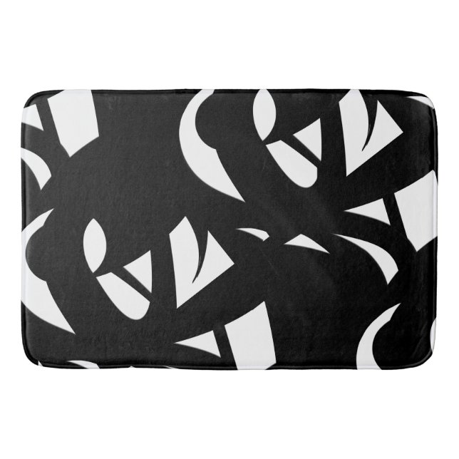Awesome Modern Art Black and White Bath Mat (Front)
