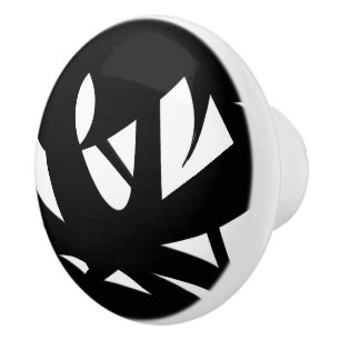 Awesome Modern Art  Black and White Ceramic Knob