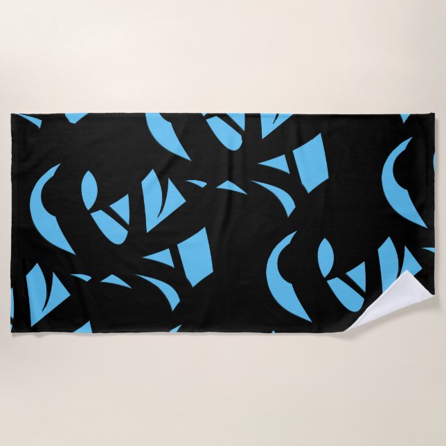 Awesome Modern Art Blue / Black Beach Towel (Front)