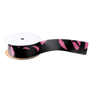 Awesome Modern Art Pink / Black Satin Ribbon