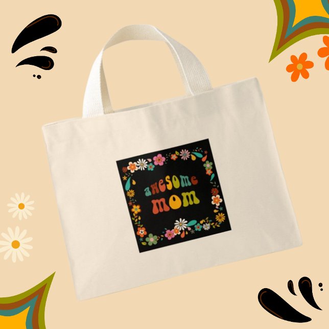 Awesome Mom70's Inspired Flower Power Mini Tote Bag (Creator Uploaded)