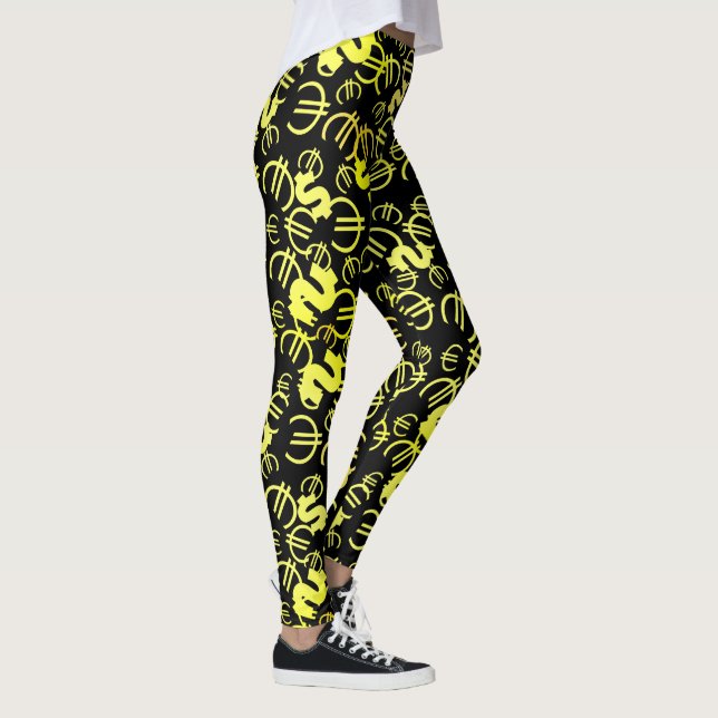 Awesome Money Euro Dollars Pattern Leggings (Right)