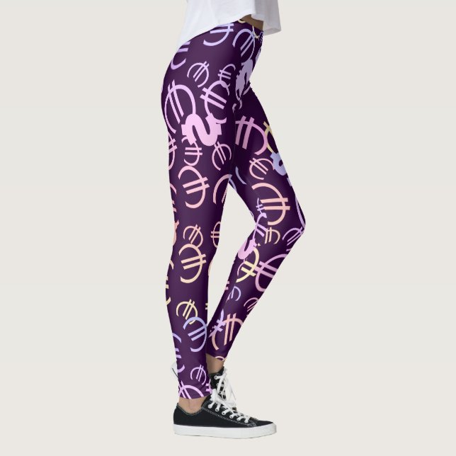 Awesome Money Euro Dollars Pattern Leggings (Right)