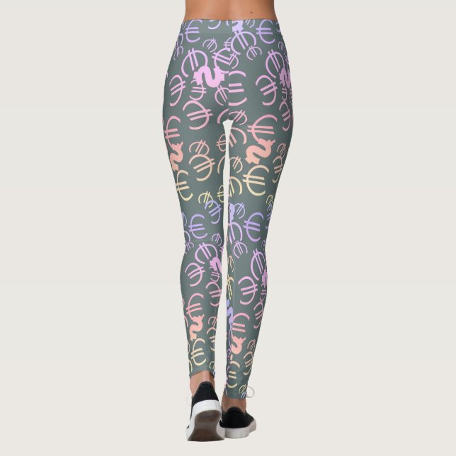 Awesome Money Euro Dollars Pattern Leggings (Back)