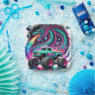 Awesome monster truck boys Birthday party  Paper Plate
