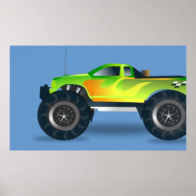 Awesome Monster Truck Canvas Print 3ft by 2ft (Front)