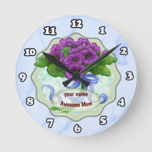 Awesome Mum Bouquet Round Clock