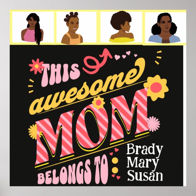 Awesome Mum! Cheerful, fun, poster for Mum. Edit (Front)