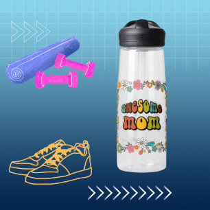 Awesome Mum Flower Power 70's Inspired  Water Bottle