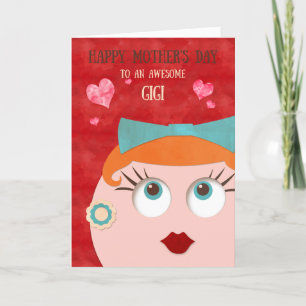Awesome Mum Retro Gal Mother's Day for GIGI Card