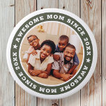 Awesome Mum Since 20XX Modern Simple Photo<br><div class="desc">This simple and modern design is composed of serif typography and add a custom photo. Awesome Mum Since 20XX  circles the photo of your mum,  mother,  mama,  mum etc. This is a perfect gift for your Mum on her birthday,  mother's day,  christmas,  etc.</div>