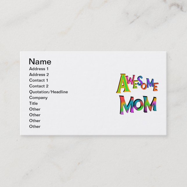 Awesome Mum T-shirts and Gifts Calling Card (Front)