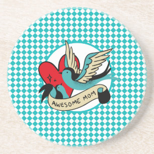 Awesome Mum Tattoo and Harlequin Coaster