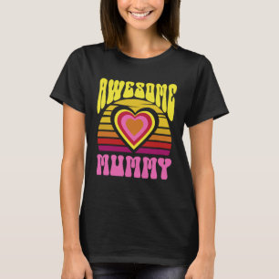 Awesome Mummy Cute Sunset Hearts Mother s Day Retr T-Shirt