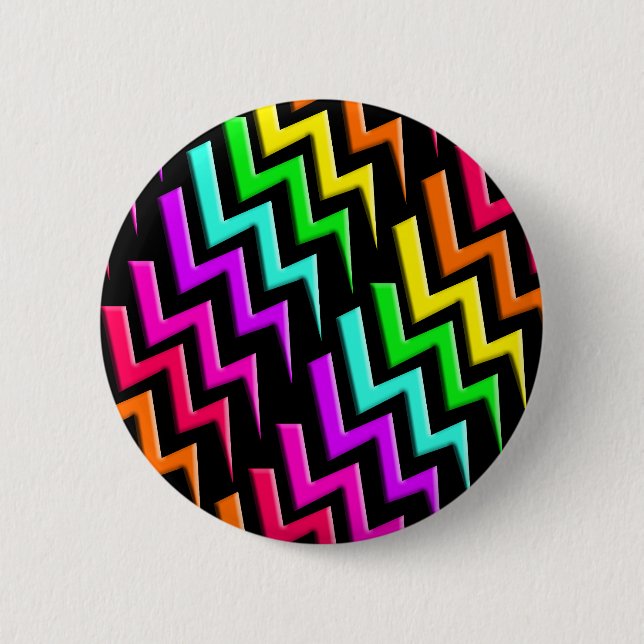 Awesome Neon Lightning Bolts Pattern 6 Cm Round Badge (Front)