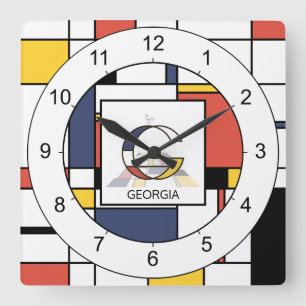 Awesome Neoplasticism Art Monogram. Letter G Square Wall Clock