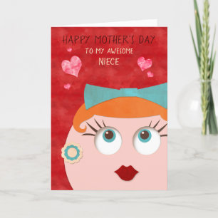 Awesome NIECE Retro Gal Mother's Day Card