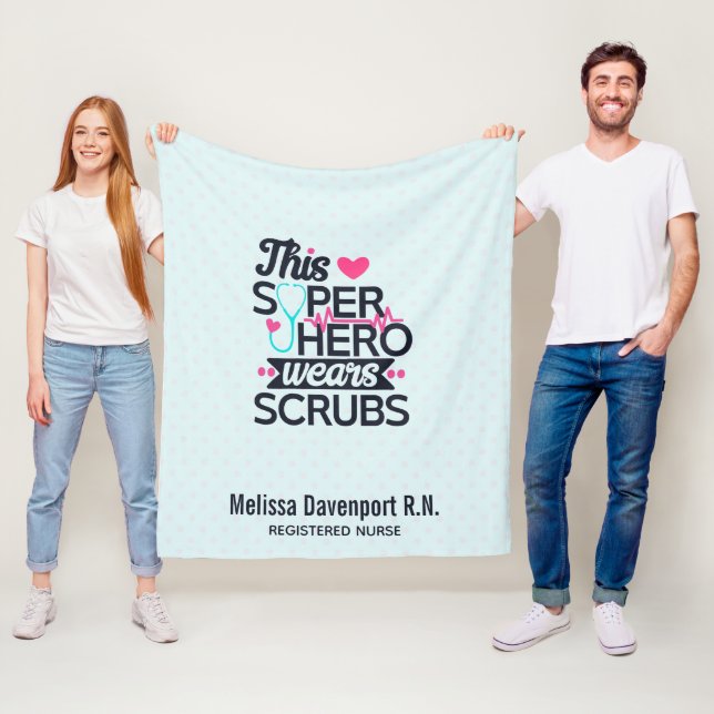 Awesome Nurse Superhero Saying Typography Fleece Blanket (In Situ)