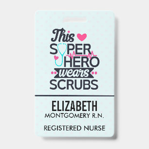 Awesome Nurse Superhero Saying Typography ID Badge