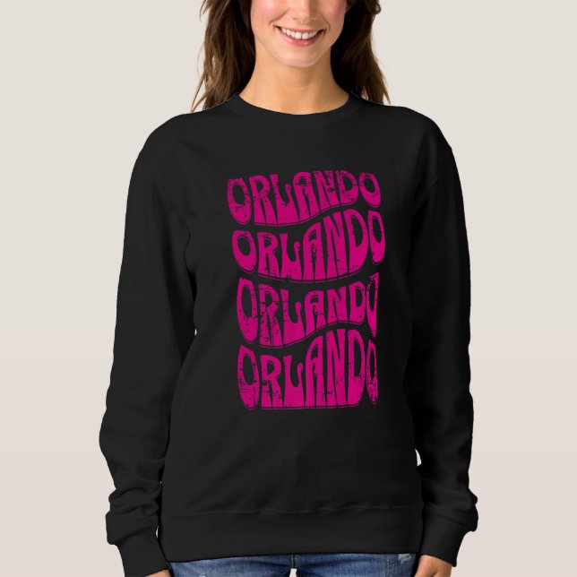 Awesome Orlando Florida Groovy Retro Distressed Sweatshirt (Front)