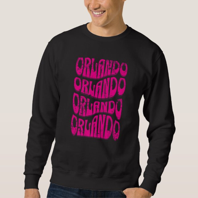 Awesome Orlando Florida Groovy Retro Distressed Sweatshirt (Front)
