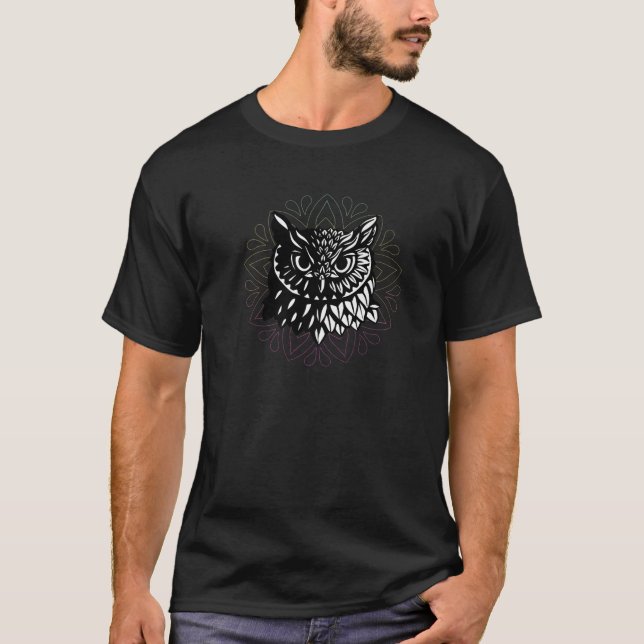 Awesome Owl Head With Ornament T-Shirt (Front)