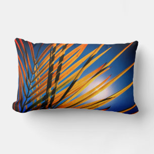 Awesome Palm Tree Leaves Blue Sky Sun Throw Pillow