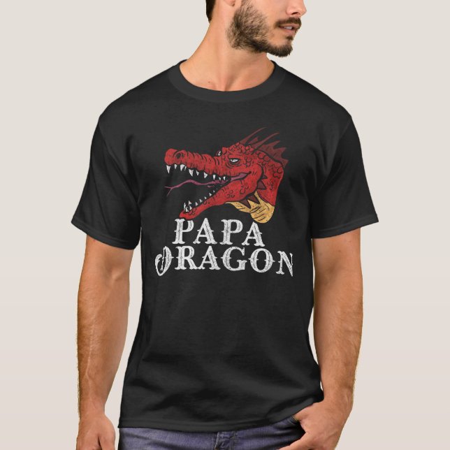 Awesome Papa Dragon Fearsome Dragon Fantasy Dad T-Shirt (Front)