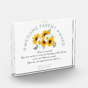 Awesome Parent Award Sunflowers Wedding Thank You Photo Block