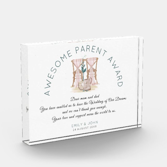 Awesome Parent Award Wedding Chairs Thank You Photo Block (Left)