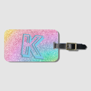 Awesome Pastel Glitter Girly Monogrammed Custom Luggage Tag