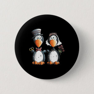 Awesome Penguin Wedding Gift For Bride And Groom 6 Cm Round Badge