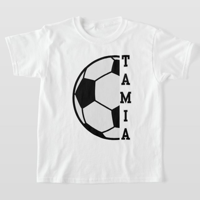 Awesome Personalised Name Soccer Ball Sports Kid's T-Shirt (Laydown)