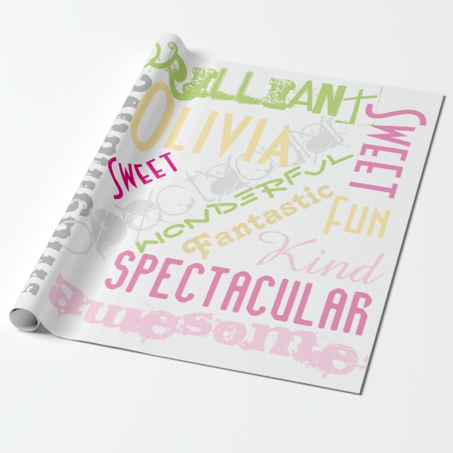 Awesome Personalised Soft Pastels Every Occasion Wrapping Paper (Unrolled)
