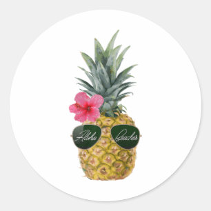 Awesome Pineapple Shirts- Aloha Beaches Tropical P Classic Round Sticker