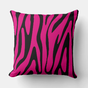 Awesome Pink and Black Zebra Skin Stripes Pattern Cushion