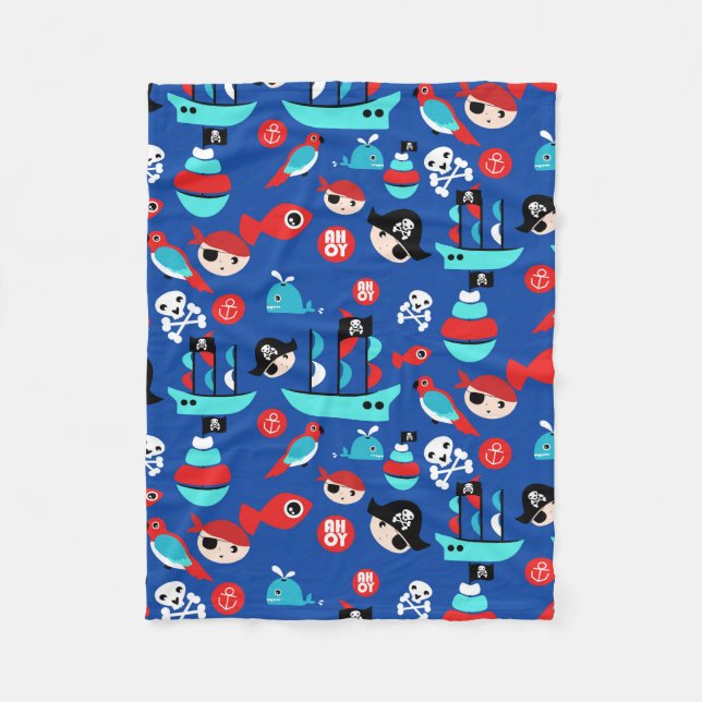 Awesome pirate pattern fleece blanket (Front)