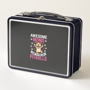 Awesome Pitbull Moms Have Tattoos Funny Dog Metal Lunch Box