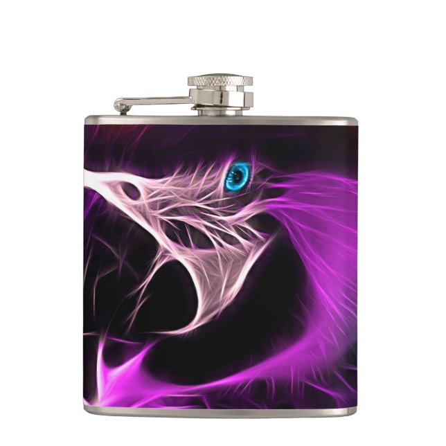 Awesome Plum Glow Parrot Hip Flask (Front)