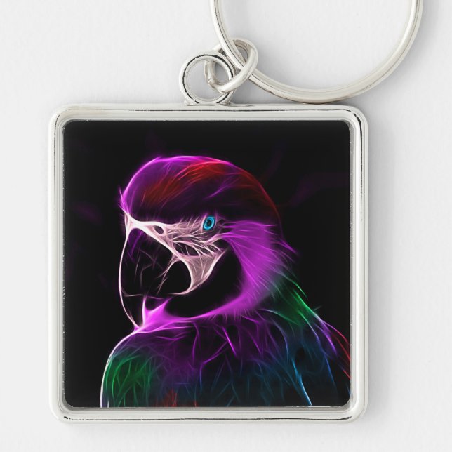 Awesome Plum Glow Parrot Key Ring (Front)