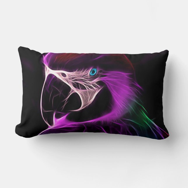 Awesome Plum Glow Parrot Lumbar Cushion (Front)