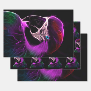 Awesome Plum Glow Parrot Wrapping Paper Sheet