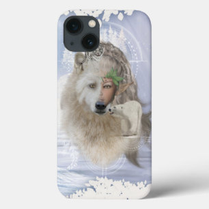 Awesome polarwolf with fairy, polarbear and snow t iPhone 13 case