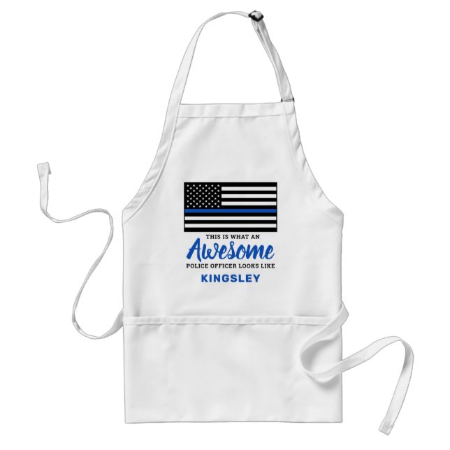 Awesome Police Officer Thin Blue Line BBQ Standard Apron (Front)