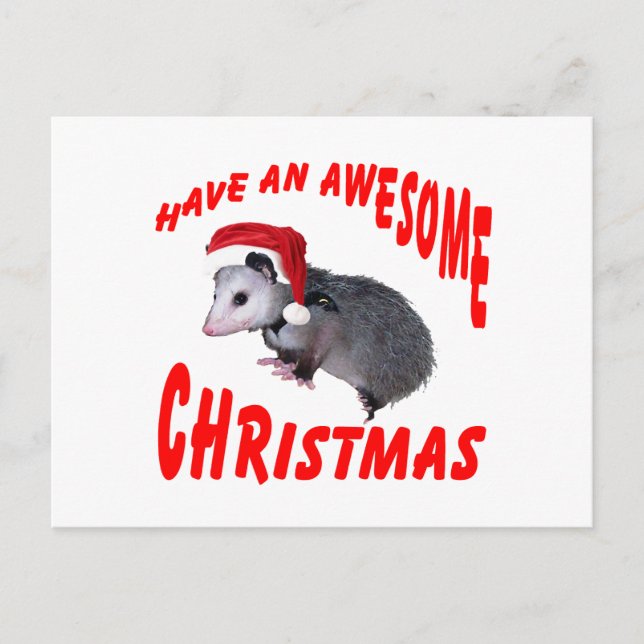Awesome Possum Christmas Holiday Postcard (Front)