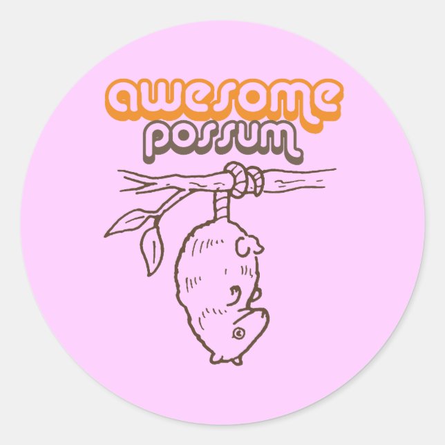 Awesome Possum Classic Round Sticker (Front)